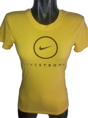 Nike Livestrong Yellow Women's Fitted Dri-fit Graphic Tee Size S